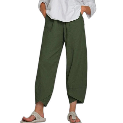 Effortless Navy Pants for Women with High Waisted Cropped Pockets Casual Style