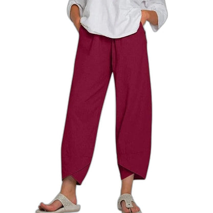 Effortless Navy Pants for Women with High Waisted Cropped Pockets Casual Style