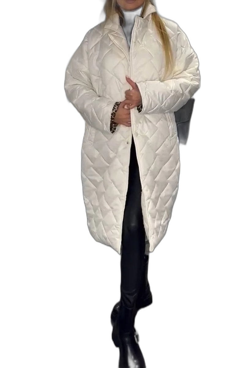 Effortless Navy Puffer Jacket for Women with High Neck Long Sleeve Quilted Casual Style