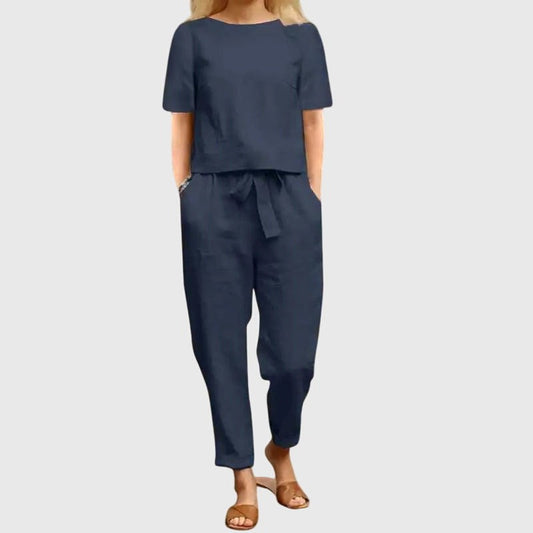 Effortless Navy Two Piece Set for Women with Pockets Casual Style