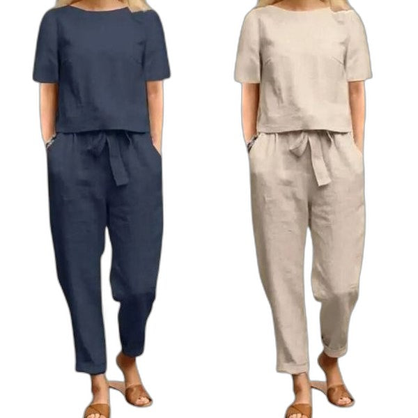 Effortless Navy Two Piece Set for Women with Pockets Casual Style