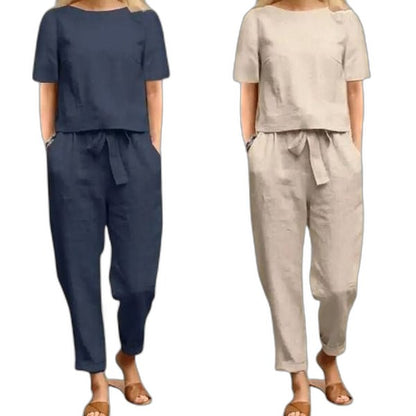 Effortless Navy Two Piece Set for Women with Pockets Casual Style