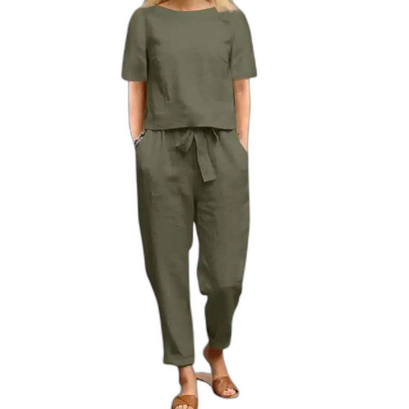 Effortless Navy Two Piece Set for Women with Pockets Casual Style