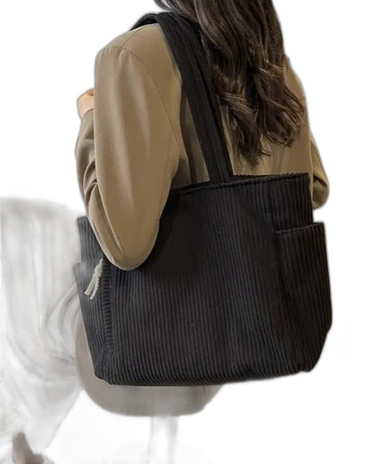 Effortless Olive Corduroy Tote Bag for Women with Casual Style