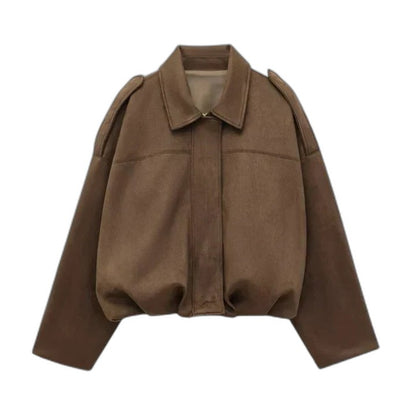 Effortless Olive Knit Sweater for Women with Collared Long Sleeve Oversized Casual Style