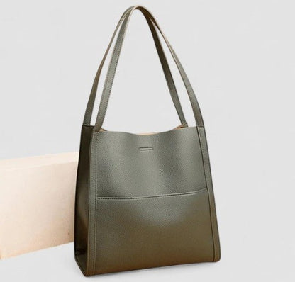 Effortless Olive Leather Tote Bag for Women with Casual Style