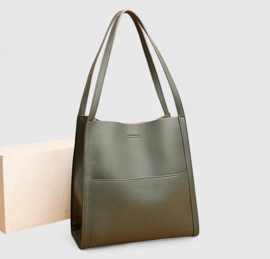 Effortless Olive Leather Tote Bag for Women with Casual Style