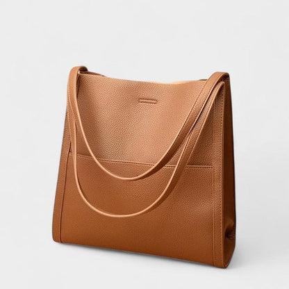 Effortless Olive Leather Tote Bag for Women with Pockets Shoulder Casual Style