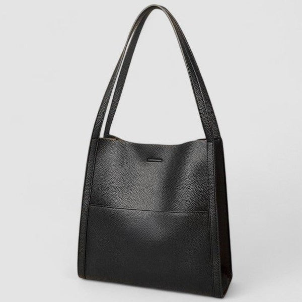 Effortless Olive Leather Tote Bag for Women with Pockets Shoulder Casual Style