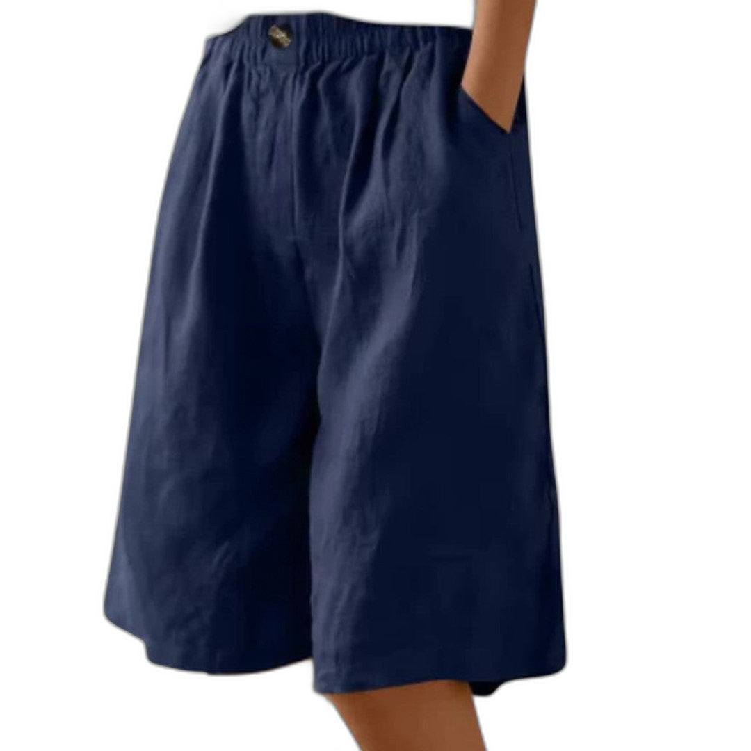 Effortless Olive Linen Shorts for Women with High Waisted Pockets Casual Style