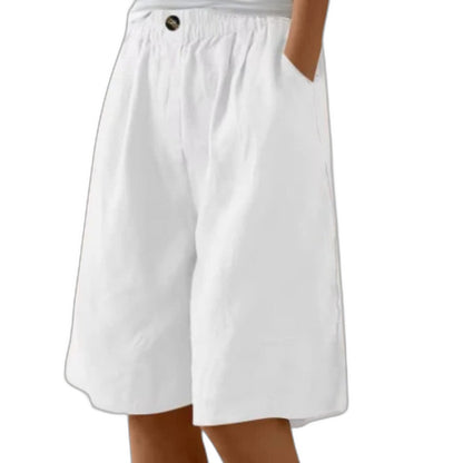 Effortless Olive Linen Shorts for Women with High Waisted Pockets Casual Style
