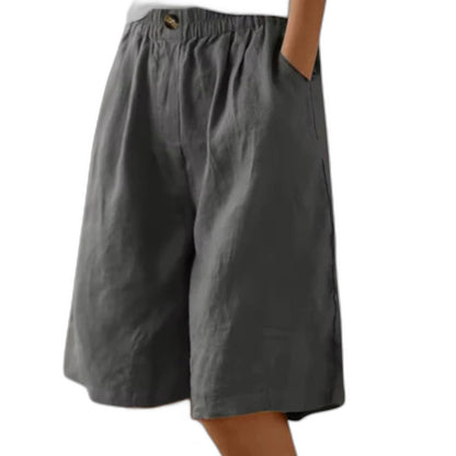 Effortless Olive Linen Shorts for Women with High Waisted Pockets Casual Style