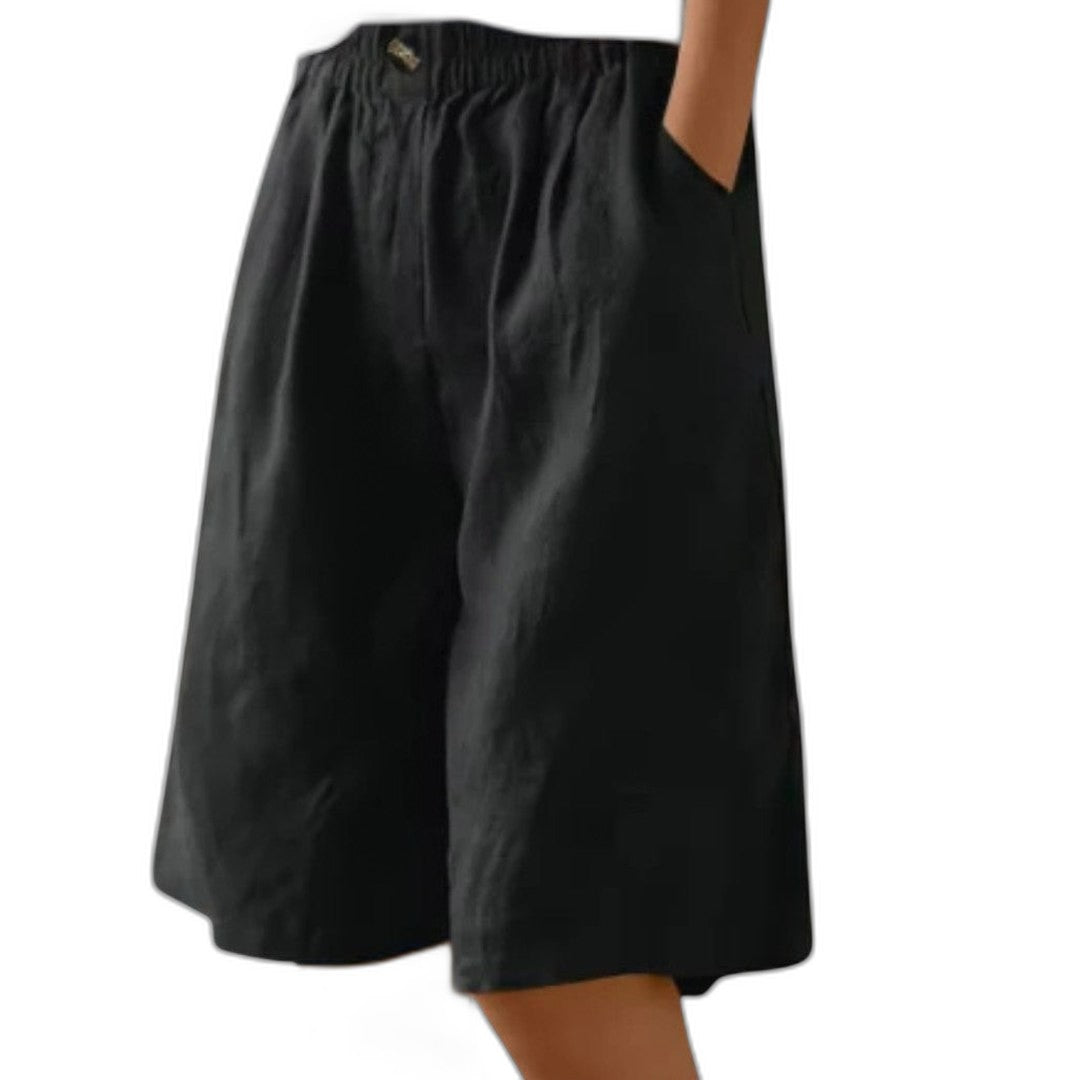 Effortless Olive Linen Shorts for Women with High Waisted Pockets Casual Style