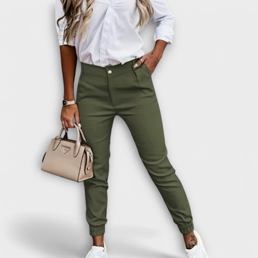 Effortless Olive Pants for Women with High Waisted Straight Leg Casual Style