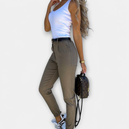 Effortless Olive Pants for Women with High Waisted Straight Leg Casual Style