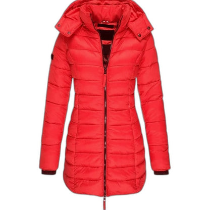 Effortless Olive Puffer Jacket for Women with Long Sleeve Pockets Quilted Casual Style