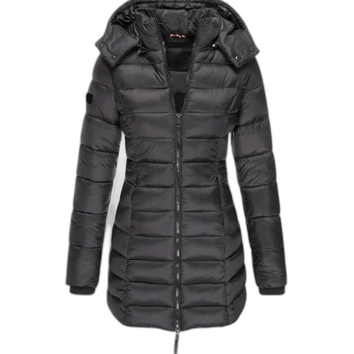 Effortless Olive Puffer Jacket for Women with Long Sleeve Pockets Quilted Casual Style
