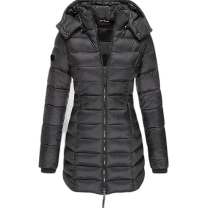 Effortless Olive Puffer Jacket for Women with Long Sleeve Pockets Quilted Casual Style