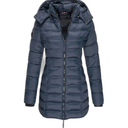 Effortless Olive Puffer Jacket for Women with Long Sleeve Pockets Quilted Casual Style