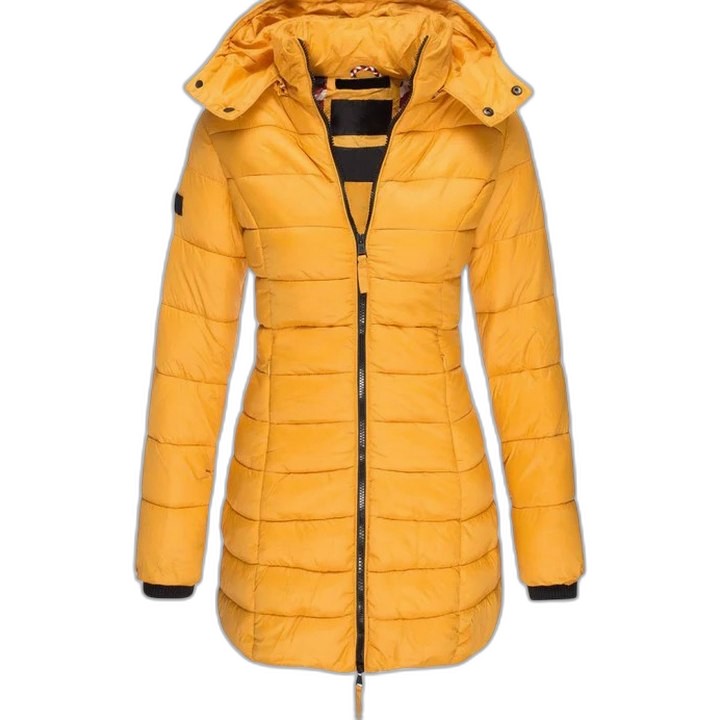 Effortless Olive Puffer Jacket for Women with Long Sleeve Pockets Quilted Casual Style