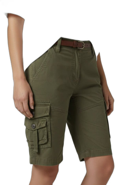 Effortless Olive Shorts for Women with Pockets Casual Style