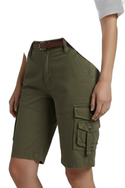 Effortless Olive Shorts for Women with Pockets Casual Style