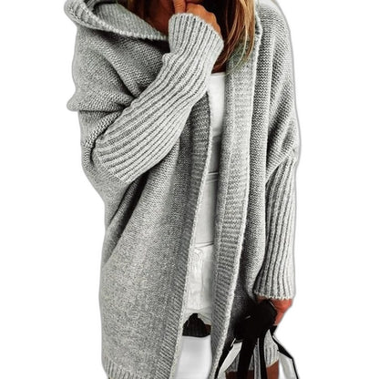 Effortless Orange Knit Cardigan Sweater for Women with Long Sleeve Oversized Pockets Casual Style