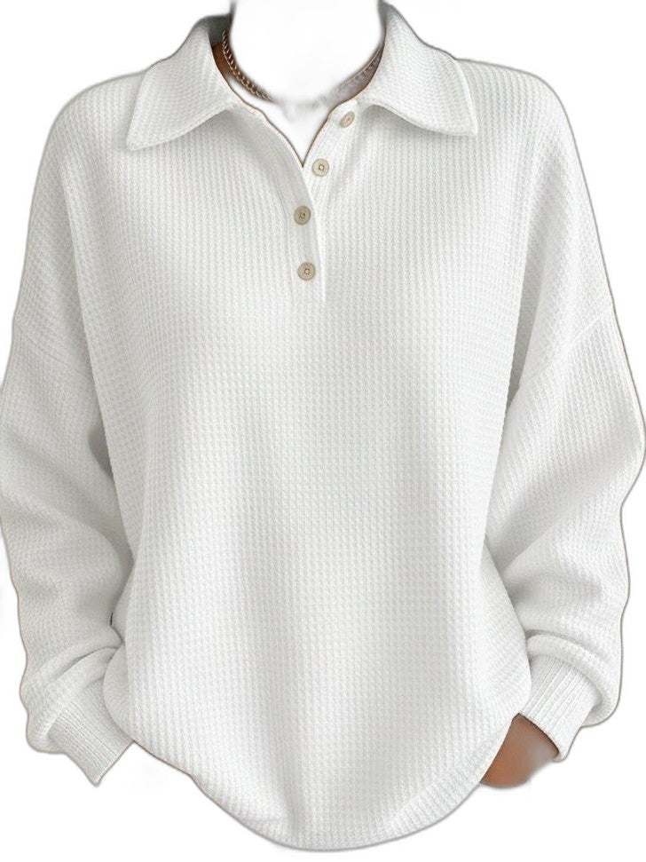Effortless Orange Knit Sweater for Women with Collared Long Sleeve Button Front Oversized Pockets Casual Style