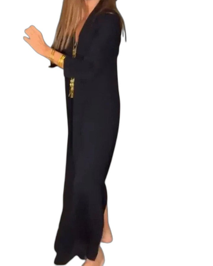 Effortless Orange Maxi Dress for Women with Collared Short Sleeve Flowing Casual Style