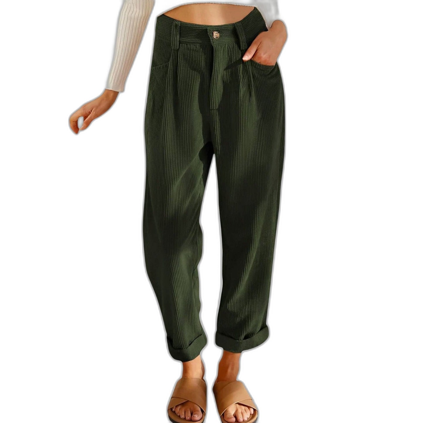 Effortless Orange Satin Pants for Women with High Waisted Pockets Casual Style