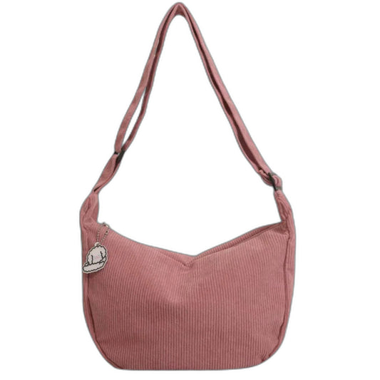 Effortless Pink Corduroy Crossbody Bag for Women with Casual Style