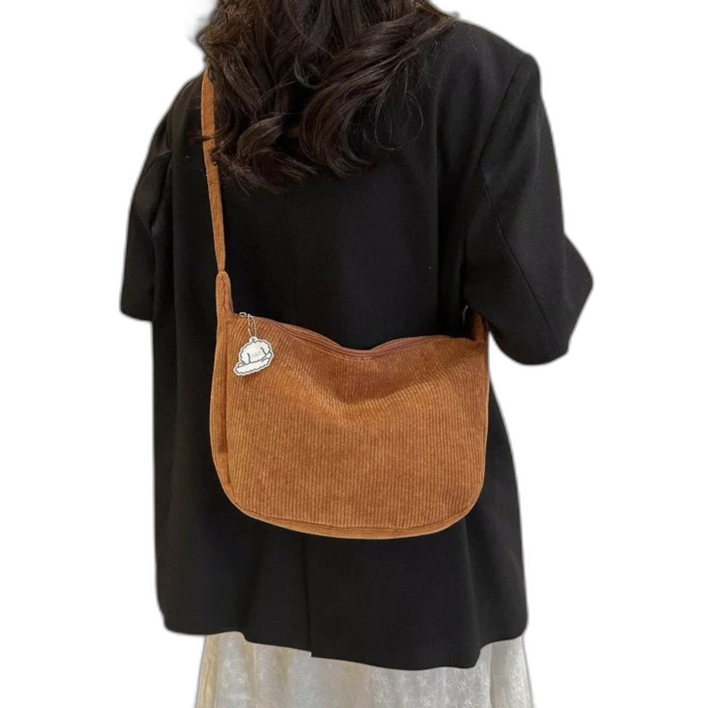 Effortless Pink Corduroy Crossbody Bag for Women with Casual Style
