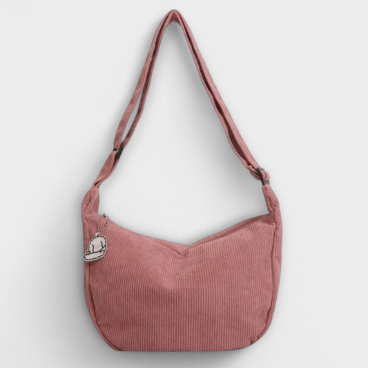 Effortless Pink Corduroy Crossbody Bag for Women with Shoulder Casual Style