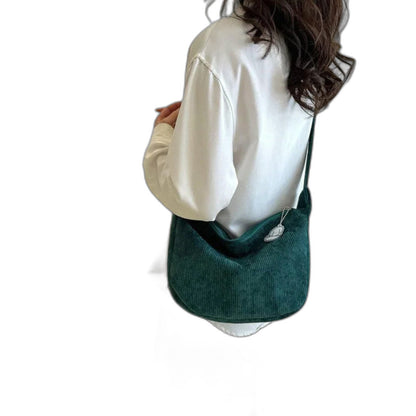 Effortless Pink Corduroy Crossbody Bag for Women with Shoulder Casual Style