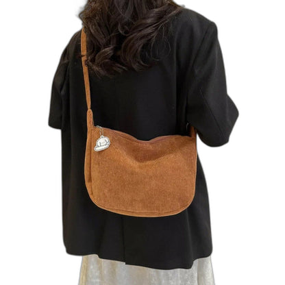 Effortless Pink Corduroy Crossbody Bag for Women with Shoulder Casual Style