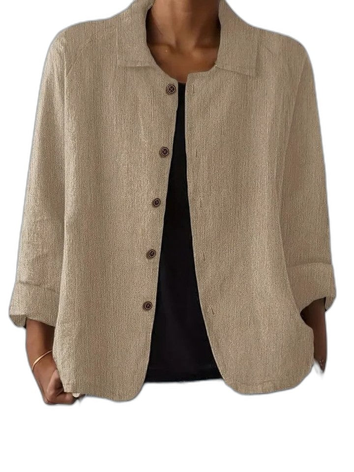Effortless Pink Corduroy Jacket for Women with Collared Long Sleeve Button Front Oversized Casual Style