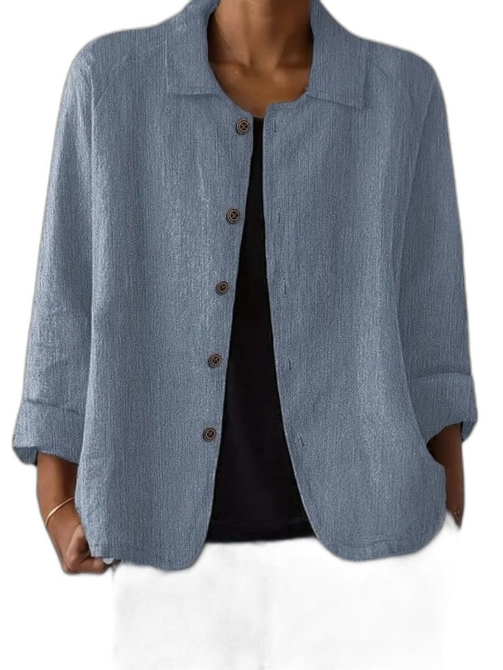 Effortless Pink Corduroy Jacket for Women with Collared Long Sleeve Button Front Oversized Casual Style