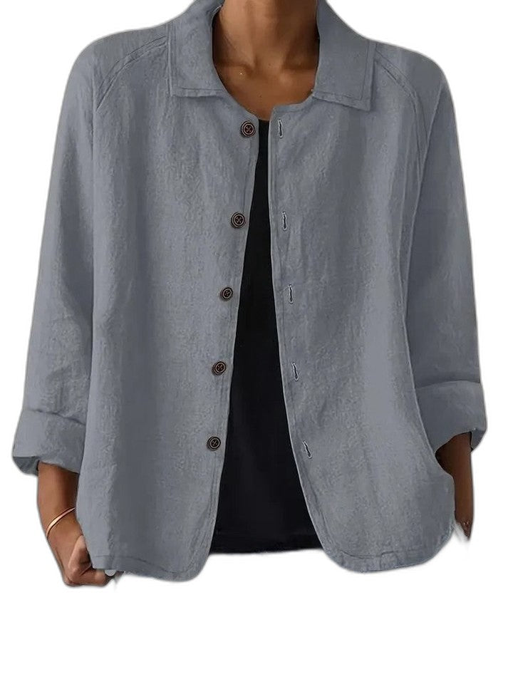 Effortless Pink Corduroy Jacket for Women with Collared Long Sleeve Button Front Oversized Casual Style