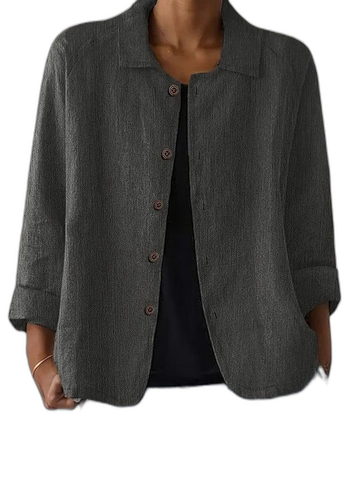 Effortless Pink Corduroy Jacket for Women with Collared Long Sleeve Button Front Oversized Casual Style