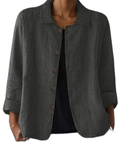 Effortless Pink Corduroy Jacket for Women with Collared Long Sleeve Button Front Oversized Casual Style