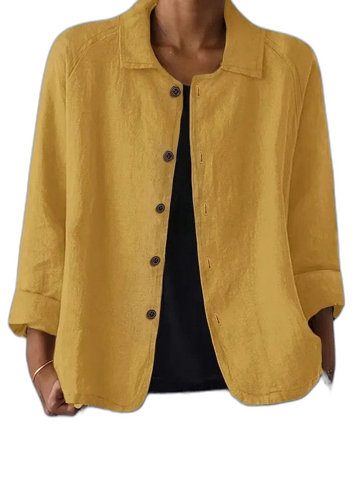 Effortless Pink Corduroy Jacket for Women with Collared Long Sleeve Button Front Oversized Casual Style