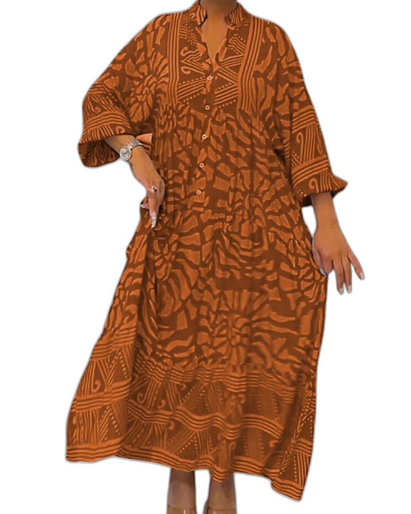 Effortless Pink Floral Maxi Dress for Women with V Neck Long Sleeve Tiered Flowing Casual Style