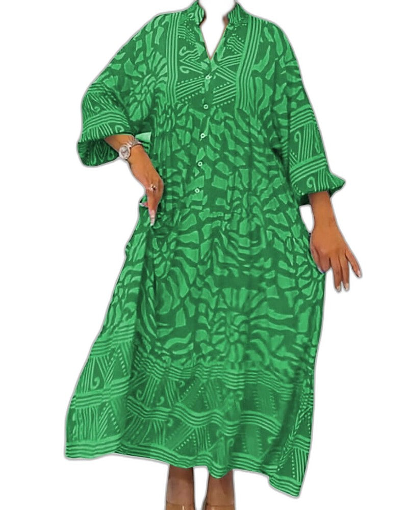 Effortless Pink Floral Maxi Dress for Women with V Neck Long Sleeve Tiered Flowing Casual Style
