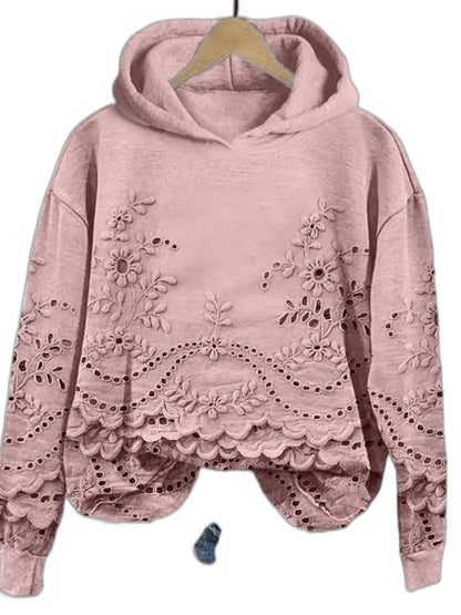 Effortless Pink Hoodie for Women with Long Sleeve Cropped Casual Style