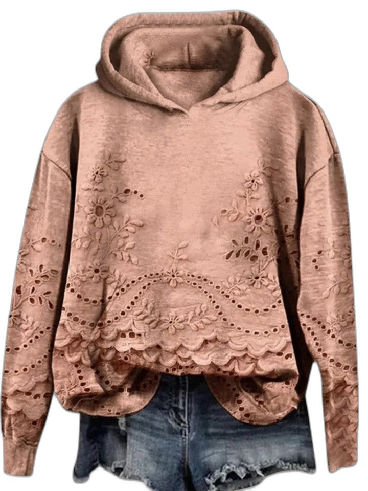 Effortless Pink Hoodie for Women with Long Sleeve Cropped Casual Style