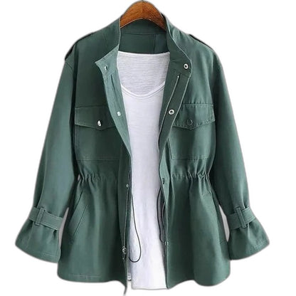 Effortless Pink Jacket for Women with Collared Long Sleeve Button Front Pockets Casual Style