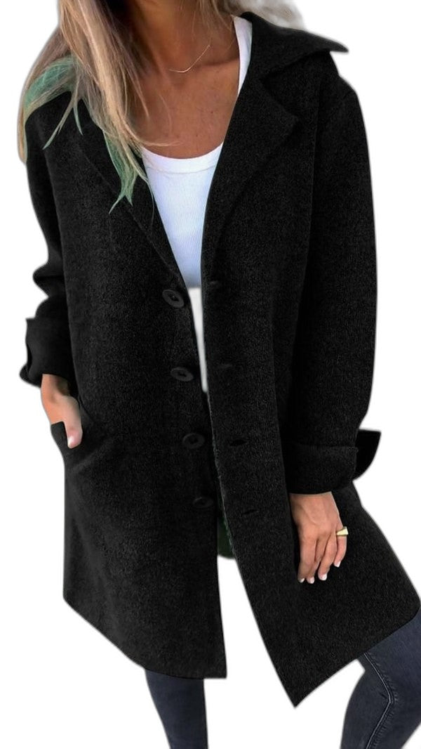 Effortless Pink Knit Blazer for Women with Collared Long Sleeve Button Front Pockets Casual Style