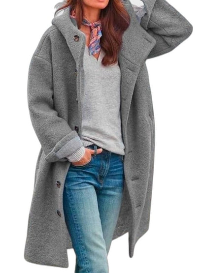 Effortless Pink Knit Coat for Women with High Neck Long Sleeve Button Front Casual Style