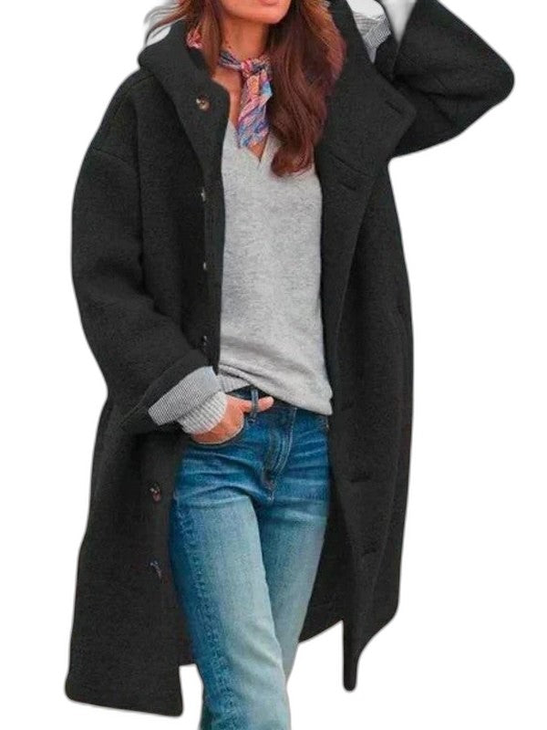 Effortless Pink Knit Coat for Women with High Neck Long Sleeve Button Front Casual Style