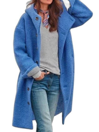 Effortless Pink Knit Coat for Women with High Neck Long Sleeve Button Front Casual Style